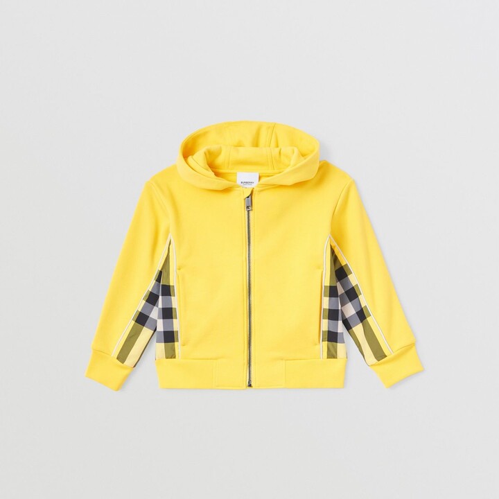 burberry vintage check panel cotton moletom com capuz