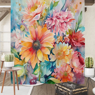 East Urban Home Meadow Garden Floral Shower Curtain