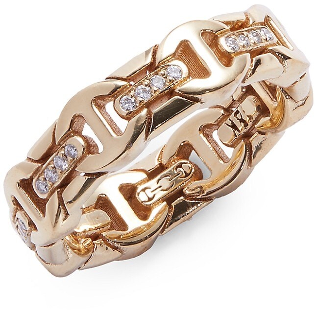 Hoorsenbuhs Wall Dame Tri-Link 18K Yellow Gold & Diamond Ring 