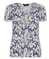 Dorothy Perkins Womens Butterfly Burnout Bling Tee- Blue