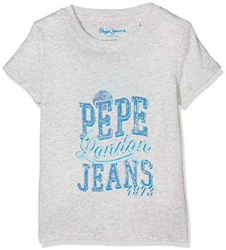 Pepe Jeans Boy's Jeffy Jr T-Shirt, Grey (Lt Marl), 14 Years (Manufacturer size: 14)