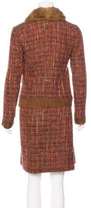 Dolce & Gabbana Sable-Trimmed Tweed Skirt Suit