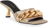 Thumbnail for your product : Versace Medusa Chain Metallic Heel Mule Sandals