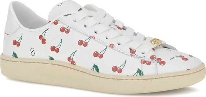 Valentino Garavani White And Red Leather Sneakers