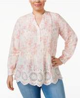 Thumbnail for your product : Style&Co. Style & Co Plus Size Plus Size Cotton Printed Eyelet-Hem Top, Created for Macy's