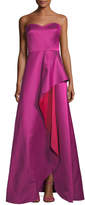 Badgley Mischka Collection Strapless Sweetheart Contrast Ruffle Gown