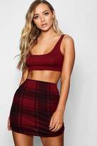Thumbnail for your product : boohoo Check Curved Hem Mini Skirt