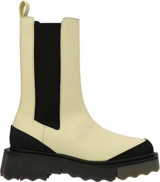 Off-White Round Toe Chelsea Boots