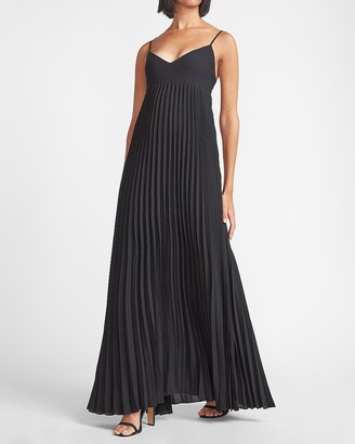 petite pleated thigh split maxi dress