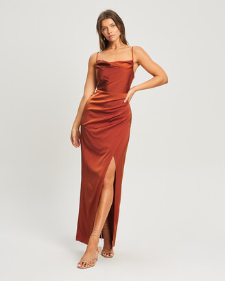 CHANCERY Women's Brown Midi Dresses - Illusion Midi