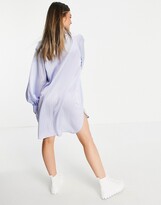 Thumbnail for your product : Lola May oversized dip hem shirt dress with stripes in blue
