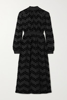 Thumbnail for your product : Tory Burch Polka-dot Flocked Chiffon Midi Dress - Black