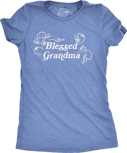 Crazy Dog T-Shirts, Inc. WomensBlessedGrandmaTShirtFunnyGrandmotherAppreciationNanaGraphicNoveltyTee-CrazyDogWomen'sTShirtGiftforGrandmaLightBlueS
