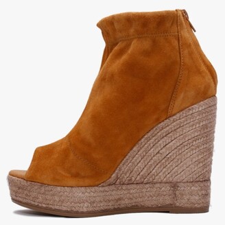 Kanna Pickerel Tan Suede Espadrille Wedge Ankle Boots