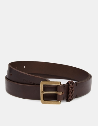Paul Smith Saddle Plaited Keeper Leather Belt - Brown