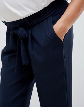 ASOS DESIGN Maternity Woven Peg Pants with Obi Tie