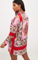 Thumbnail for your product : PrettyLittleThing Pink Scarf Print Shirt Dress