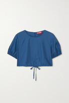 Thumbnail for your product : STAUD Prato Cropped Recycled Shell Top - Blue
