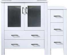 Lexora Volez 42 in W x 18.25 in D Single Bath Vanity with Side Cabinet and White Ceramic Top