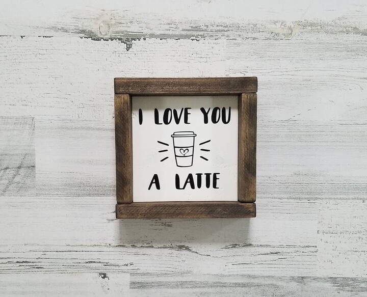 Etsy Coffee Sign - I Love You A Latte Pot Head Decor Farmhouse Kitchen Bar Home
