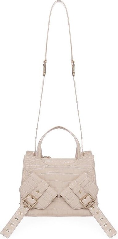 Biasia Crocodile-Effect Shoulder Bag