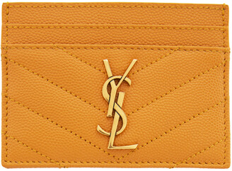 Saint Laurent Yellow Quilted Monogramme Card Holder - ShopStyle