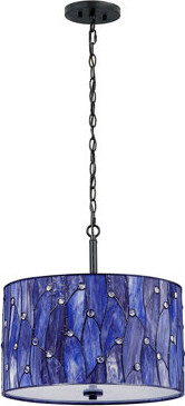 Charlton Home Kenyatta 3 - Light Shaded Drum Chandelier with Wrought Iron Accents