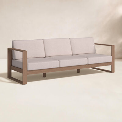 Linon Evie-Lee Outdoor Solid Eucalyptus Wood Sofa with Cushions