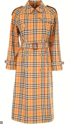 burberry vintage check cotton trench coat