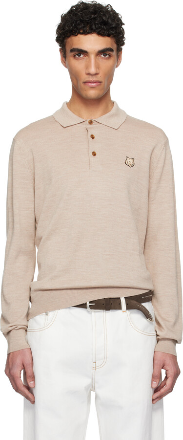 MAISON KITSUNÉ Beige Bold Fox Head Patch Polo