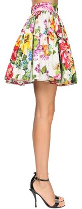 Dolce & Gabbana Flower Print Poplin Full Mini Skirt