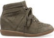 isabel marant etoile bobby suede wedge sneakers army green