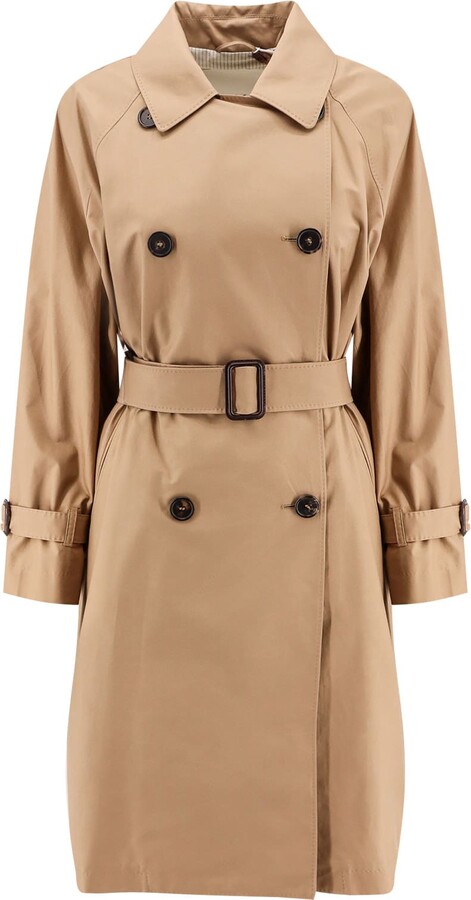 Max Mara The Cube Cotton Blend C Trench With Leather Buckles