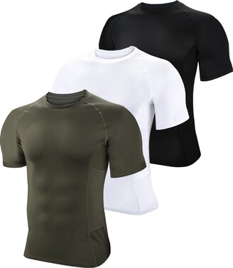 BOOMCOOL Mens Compression Shirts Short Sleeve Sports Base Layer T-Shirts  Tops Athletic Workout Shirt 3 Pack - ShopStyle