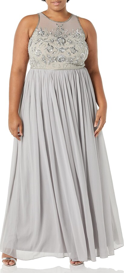 Adrianna Papell Beaded Chiffon Gown | ShopStyle