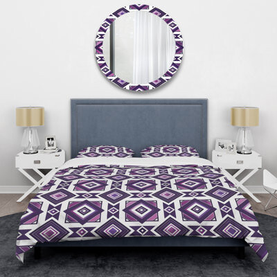 Design Art Bright Purple Modern Geo I - Modern Duvet Cover Set