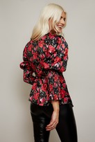 Thumbnail for your product : Little Mistress Lucia Floral-Print Gold Foil Satin Top