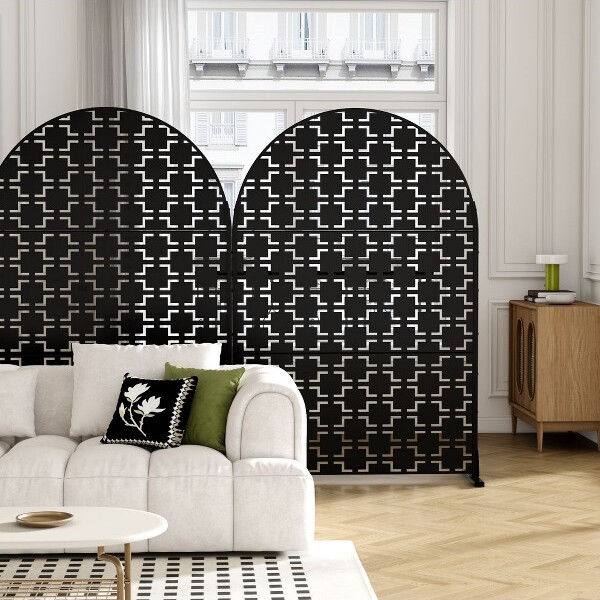 The Misty Moon 71.37x46.8''BlackArchedMetalPrivacyScreen,Indoor/OutdoorUseforBalcony,Terrace,Garden
