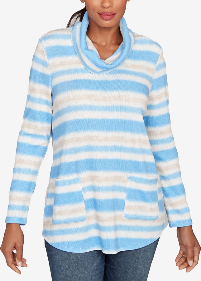 Ruby Rd. Petite Ribbed Stripe Patch Pocket Knit Top