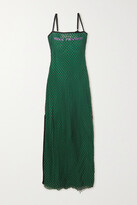 Thumbnail for your product : Rave Review Ninjas Layered Glittered Mesh And Cotton-voile Maxi Dress - Green
