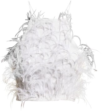 Cult Gaia Joey Ostrich Feather Halter Top