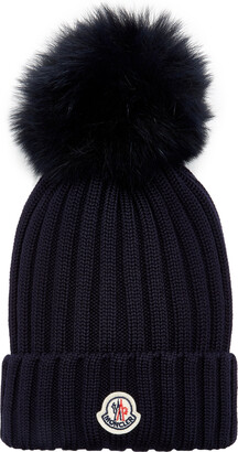 Moncler Fur-Trimmed Ribbed-Knit Wool Beanie - ShopStyle Hats
