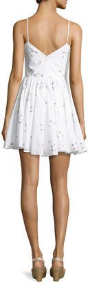 Milly Gemma Surfer-Print Coupé Sweetheart Dress, White
