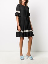 Thumbnail for your product : Twin-Set Lace-Trimmed Pleated Mini Dress