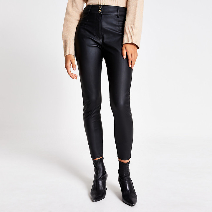 high waisted black pleather pants