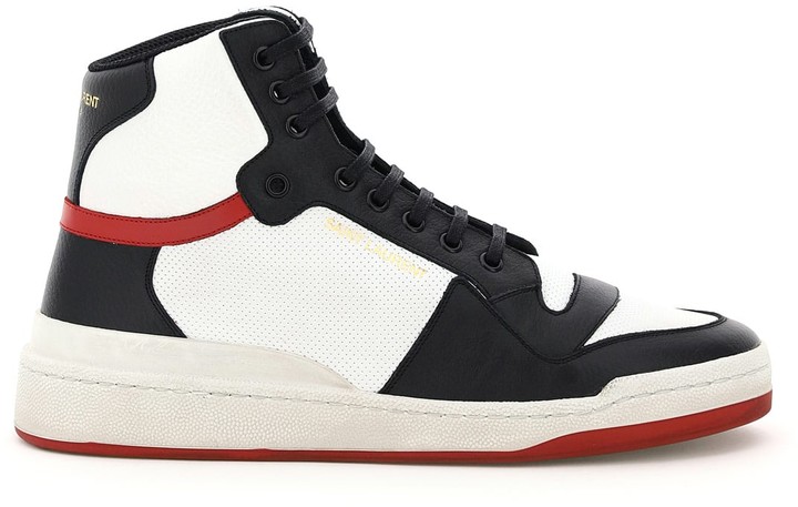 red and black saint laurent sneakers