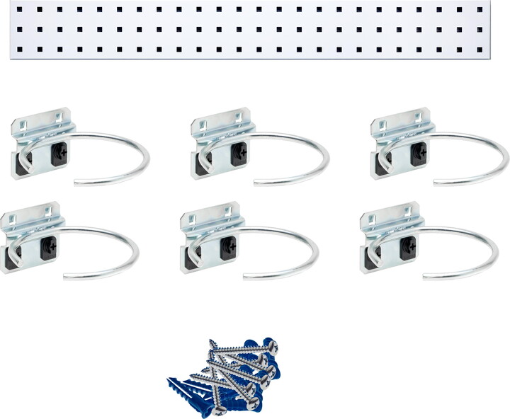 Triton Products Silver Pneumatic Tool Pegboard Kit with (1) 36 In. x 4.5 In. Steel Square Hole Pegboard and 6 pc LocHook Assortment