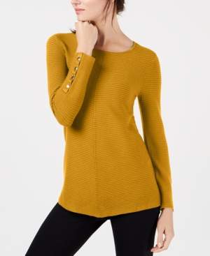 Alfani Ribbed Snap-Detail Sweater, Created for Macy's