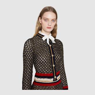 Gucci Lame blend cardigan with Web