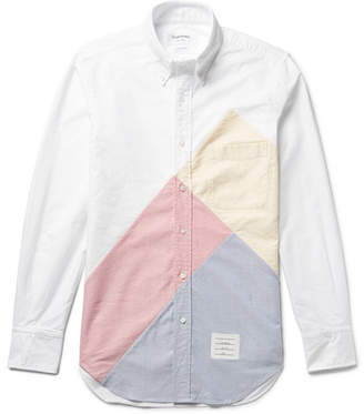 Thom Browne Slim-fit Button-down Collar Patchwork Cotton Oxford Shirt